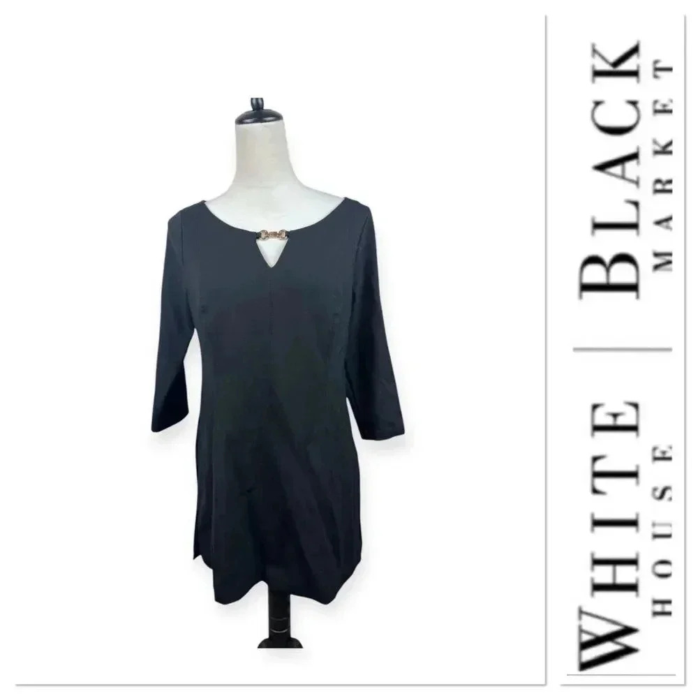 White House Black Market black keyhole tunic top size medium